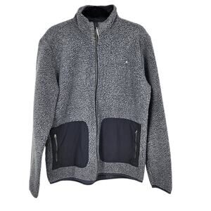 Vuori Men's Gray Alpine Sherpa Full Zip High Neck Fleece Jacket Size Large